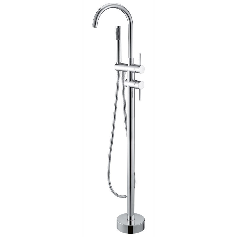 Round Chrome Freestanding Bath Mixer Wit