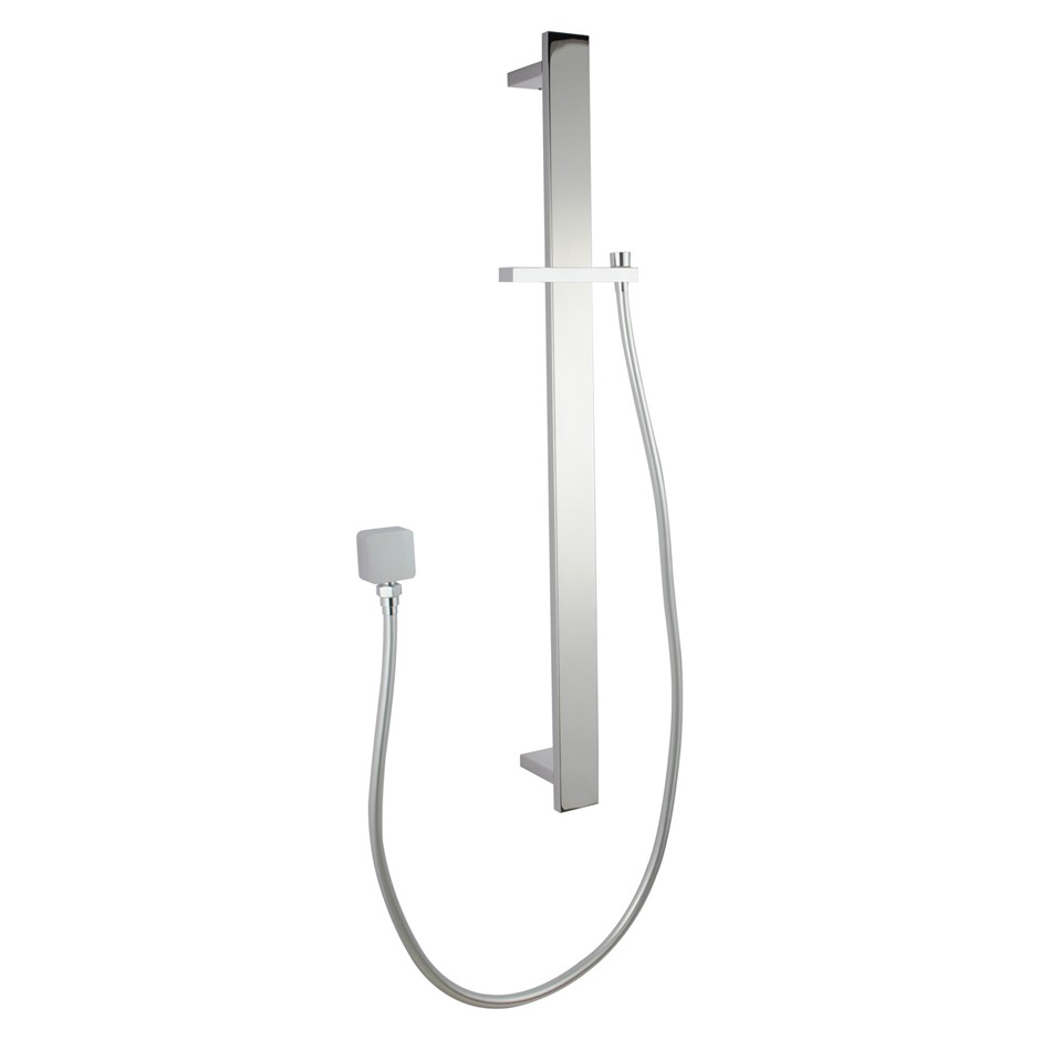 Square Chrome Sliding Shower Rail withou