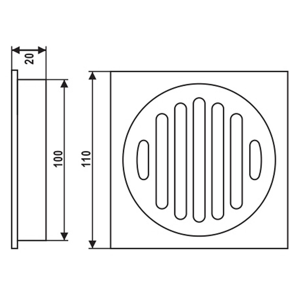 110*110mm Square Black Brass Floor Waste