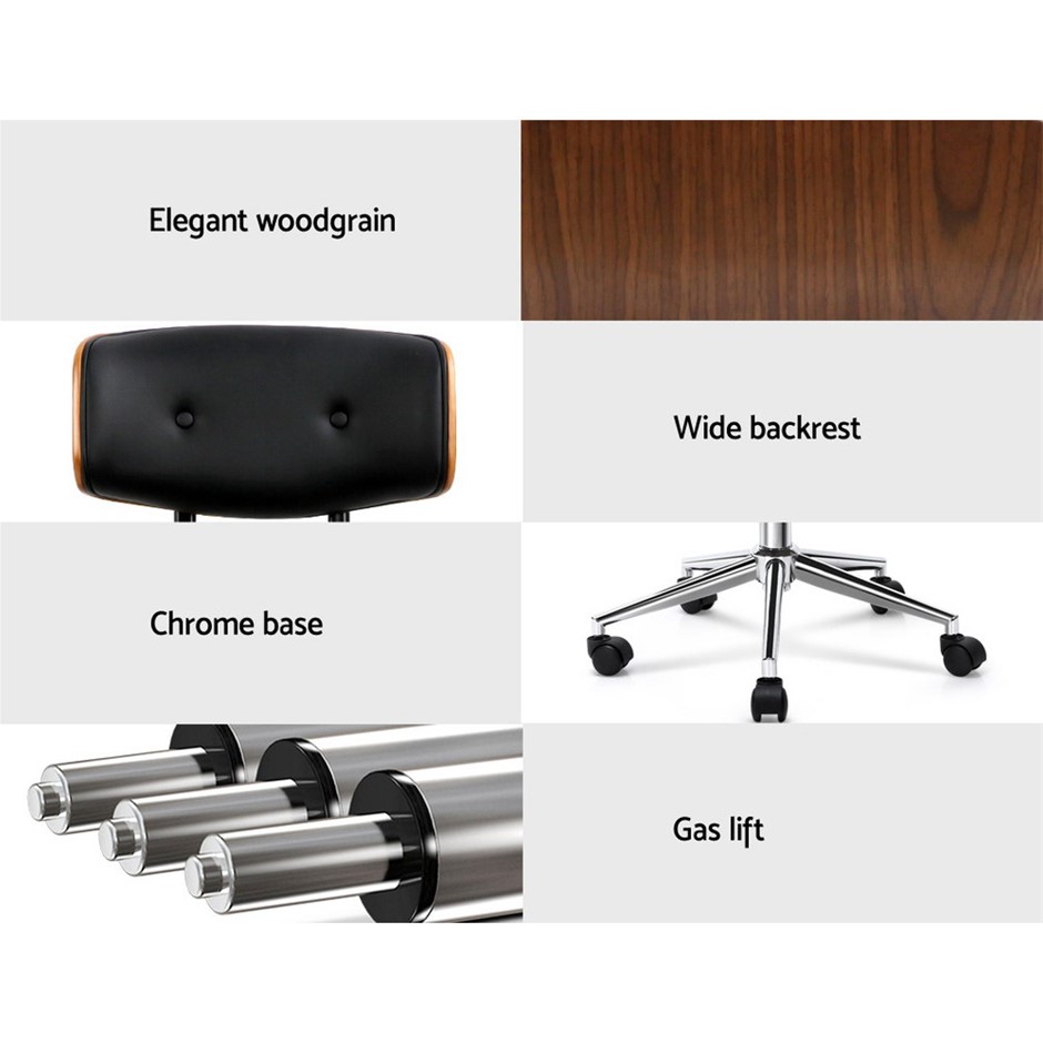 Buy Wooden & PU Leather Office Desk Chair Black Grays Australia