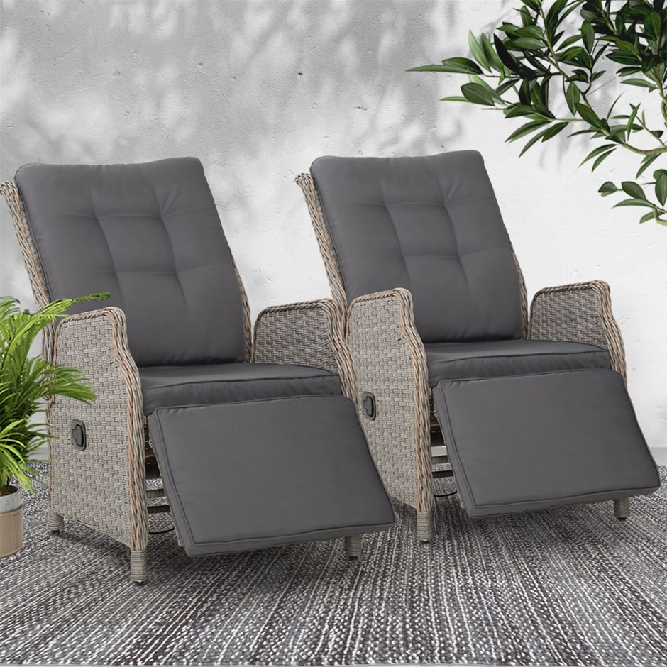 Buy Gardeon Recliner Sun lounge Outdoor Furniture Setting Patio Wicker ...