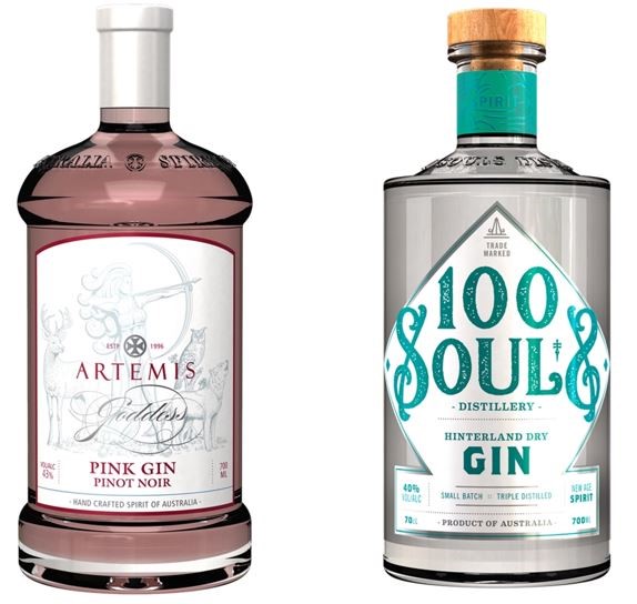 Artemis Goddess Pink Gin & 100 Souls Hinterland Gin (2 x 700mL)