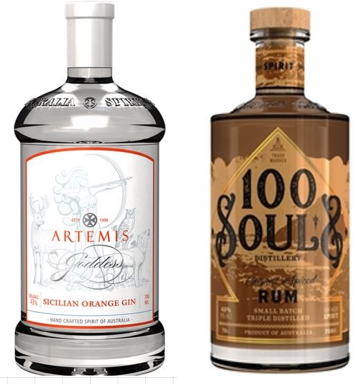 Artemis Sicilian Orange Gin & 100 Souls Original Spiced Rum 2 x 700mL