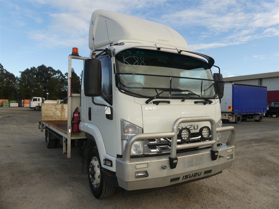 2016 Isuzu FSR850 4x2 Table Top Truck with 2014 HIAB Crane (Ex Fleet