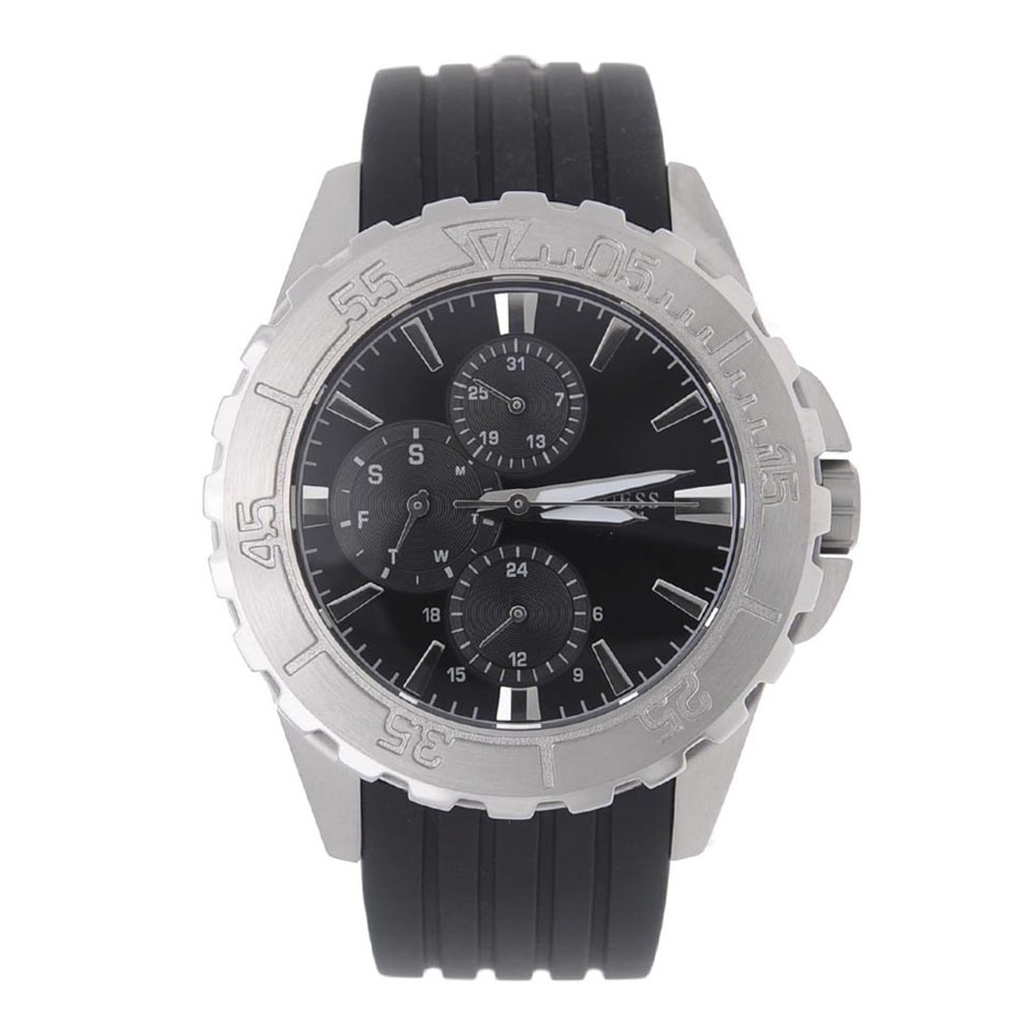 Guess Watch - Black Rubber Band & Black 