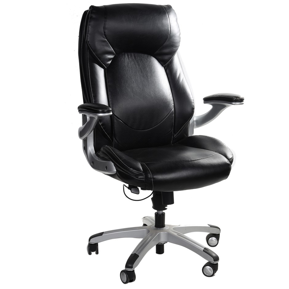 TRUE WELLNESS Mobile Executive Office Chair, Black PU Leather. N.B Item