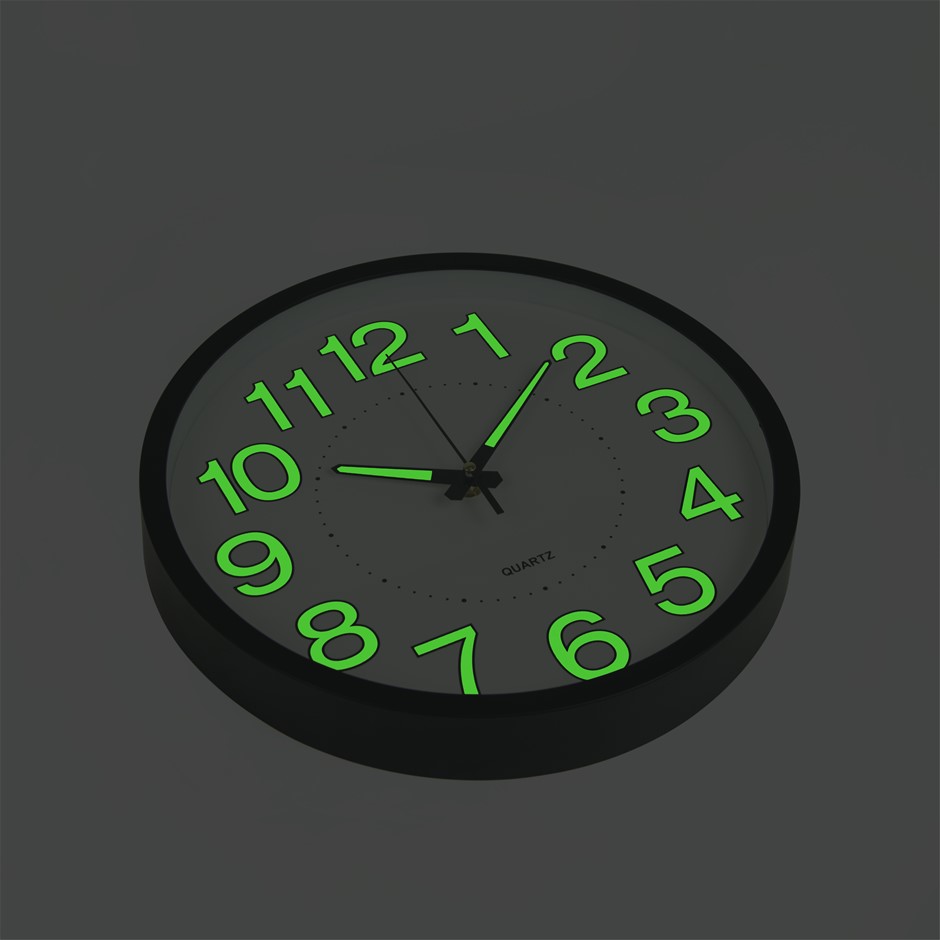 Buy 305mm Luminous Wall Clock Glow In The Dark Silent Quartz Home ...