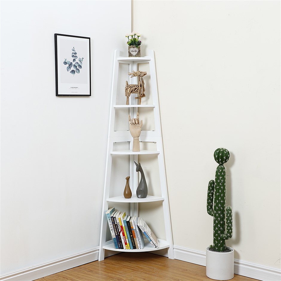 Corner Ladder Shelf Bookcase Display Sto