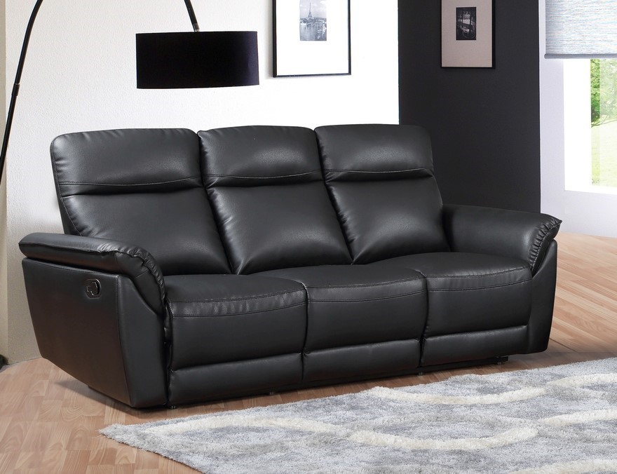 Turin 3 Seater Recliner Lounge – Black Auction (0020-3140014) | Grays ...