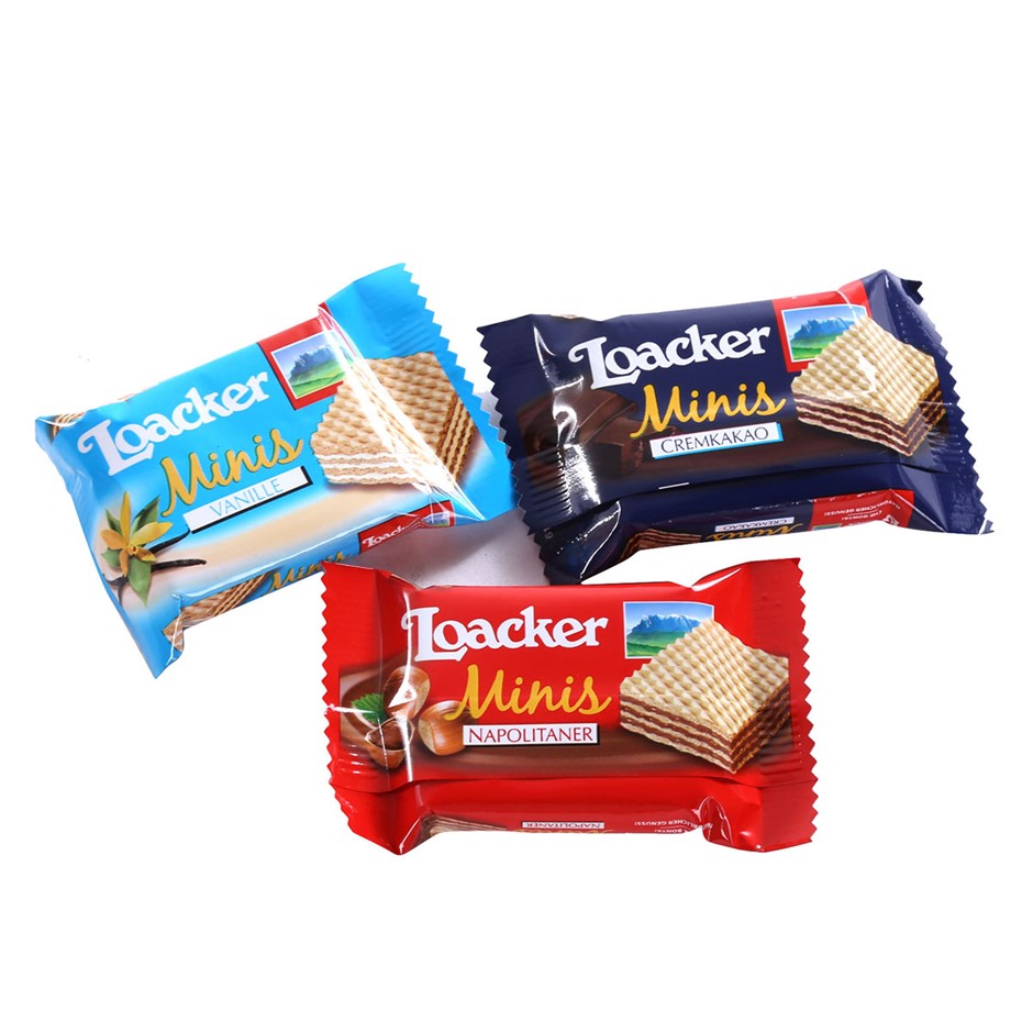 2 x LOACKER Minis Crispy Wafers, 800g. NB: Damaged packaging, some may ...