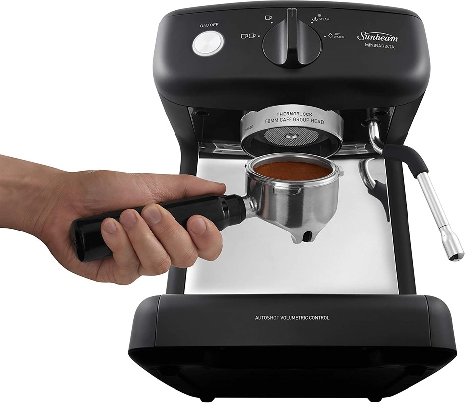 SUNBEAM Mini Barista Coffee Machine, 2L Water Tank, 15 Bar Italian Pump