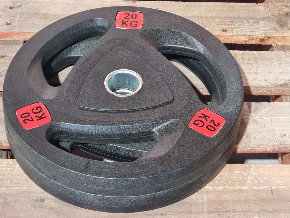 2 x 20KG PREMIUM RUBBER COATED OLYMPIC WEIGHT PLATE Auction (0025