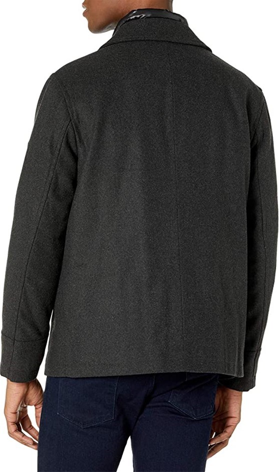 DKNY Men's Quilted Wool Blend Coat Jacket DX9MP932, Size L, Polyeste Auction