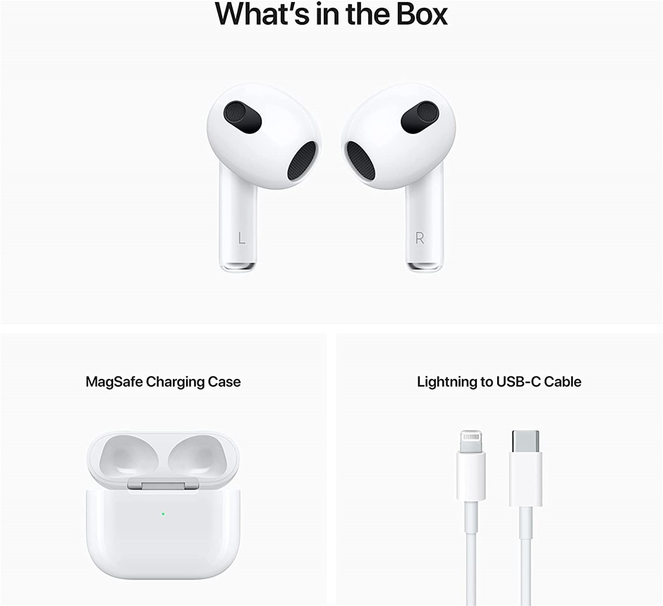 APPLE AirPods (3rd Gen), Model A2565 A2564 A2566. Serial No