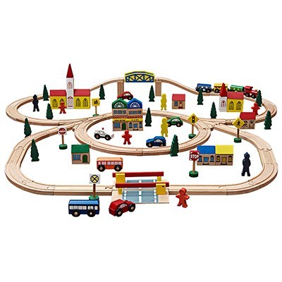 Buy Hongji Toys 100 Piece Wooden Train Set | Grays Australia