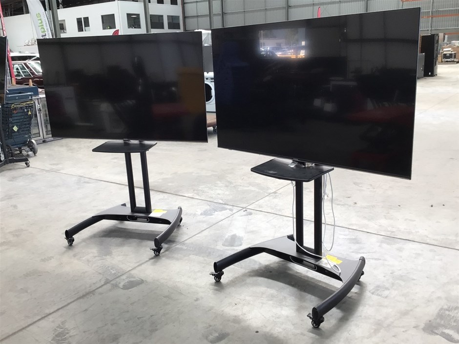 2 x Hisense 65R6 Televisions on Portable Stands Auction (00183023820