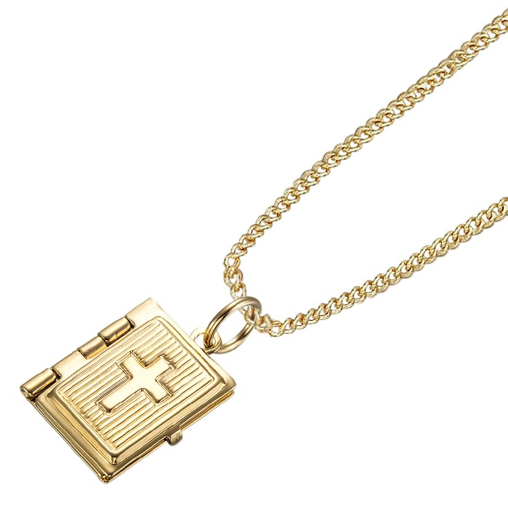 18ct Yellow Gold LAYERED Open Bible Locket Pendant (opens up with 3 ...