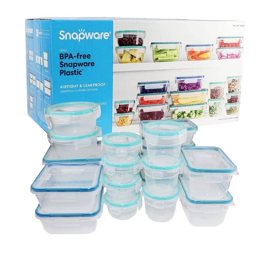 SNAPWARE 38pc Food Container Set. NB: 3 x pieces missing.