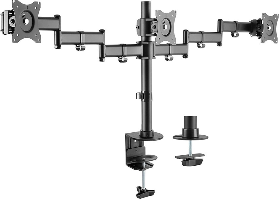 ROCELCO Premium Triple Monitor Desk Mount, Standard Pattern Fits 13" - 27"
