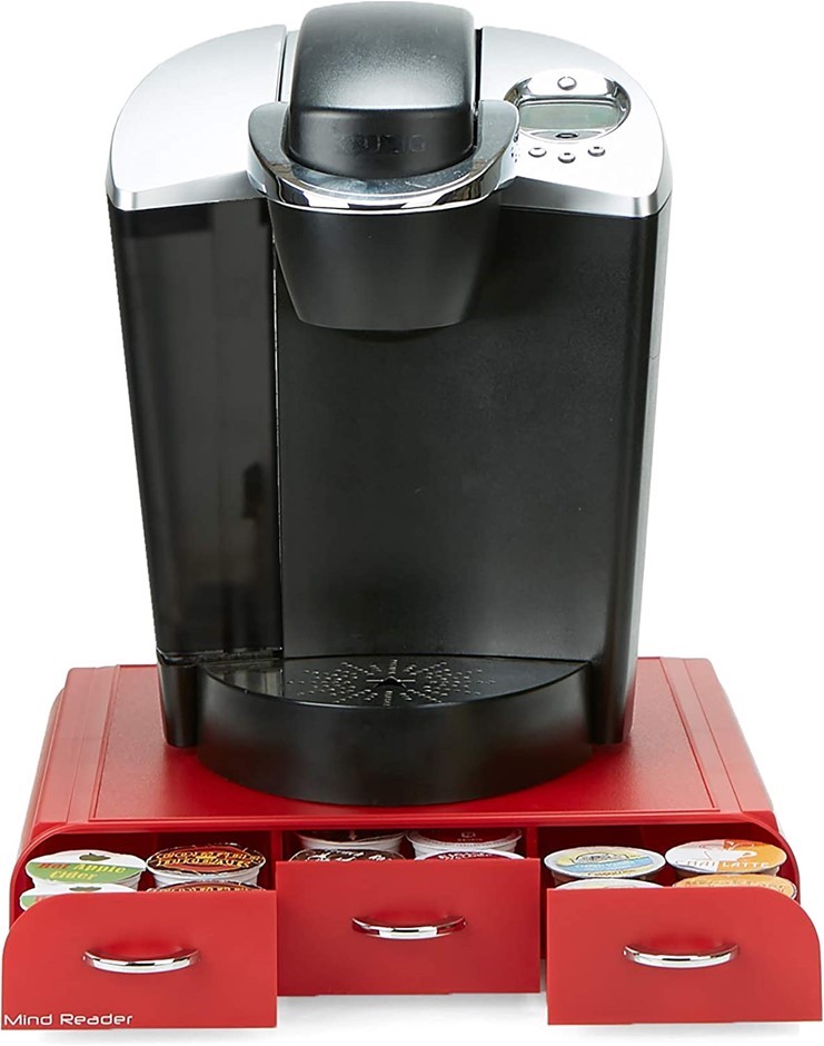 MIND READER Anchor Collection Coffee Pod Holder, 36 Capacity, Red 2.