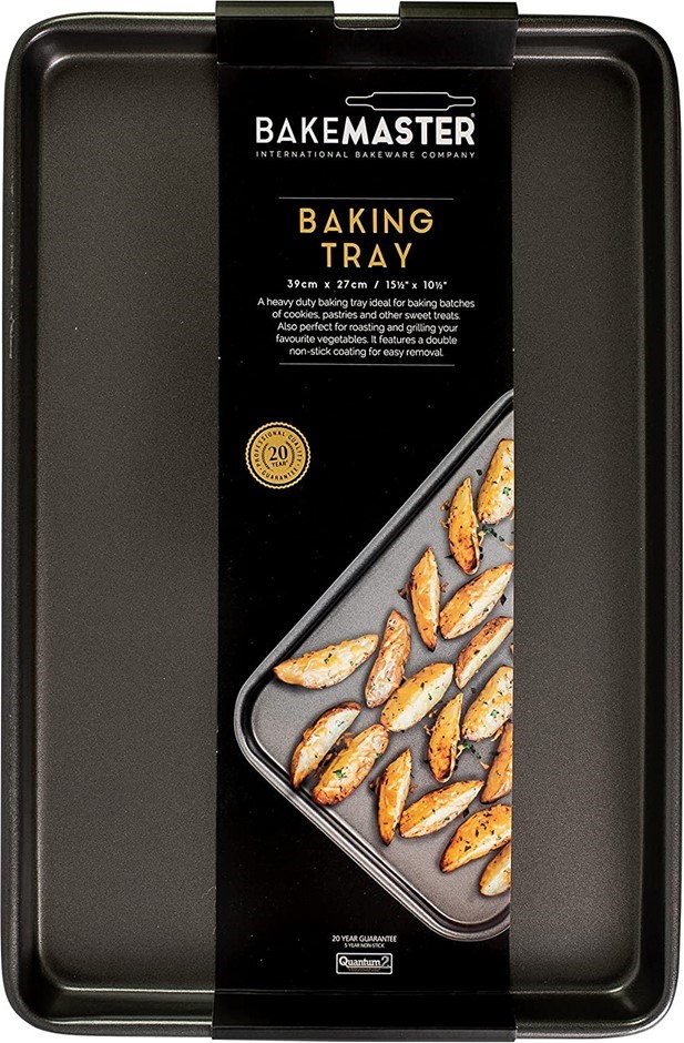 BAKEMASTER Oven Tray Non-Stick Double Coated, Grey, SHHB3, Dimensions: 39 x