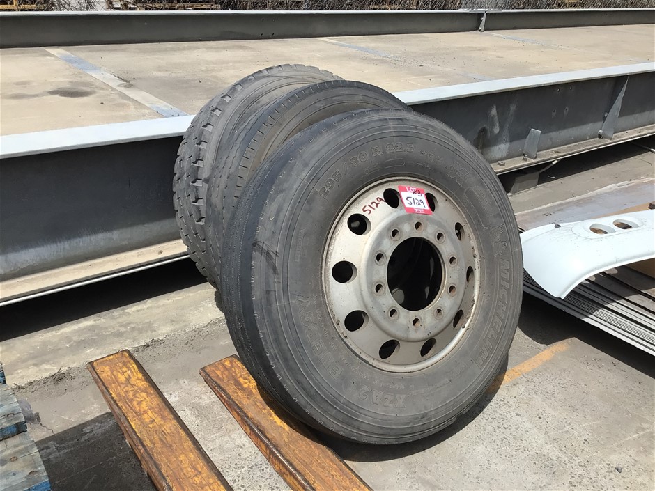 3 x Ten Stud Alloy Truck Rims with Tyres Auction (51297042622) Grays