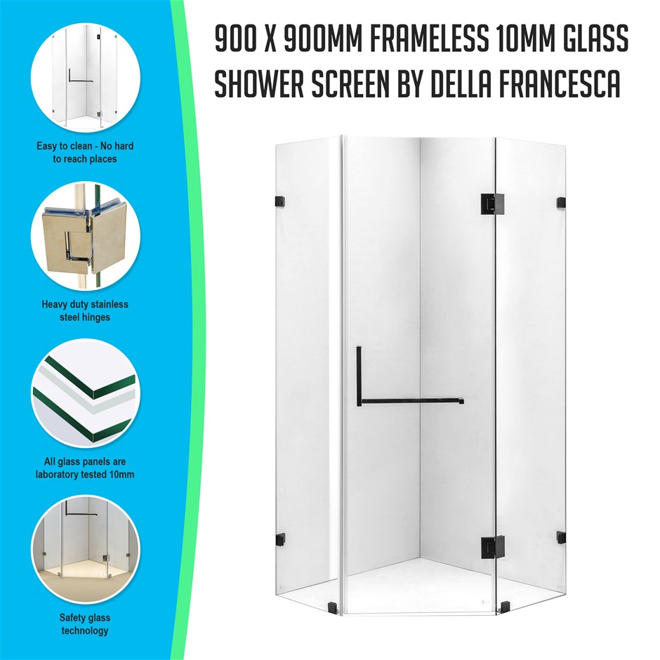 900 x 900mm Frameless 10mm Glass Shower 