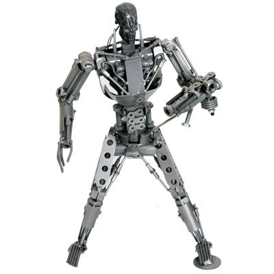 Futuristic Metal Robot with Glowing Red 