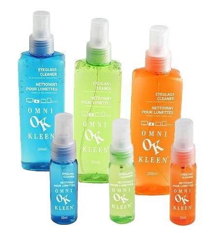 OMNI KLEEN 6pk Eyeglass Cleaner, 200mL & 30mL. N.B. 1x missing mini spray.
