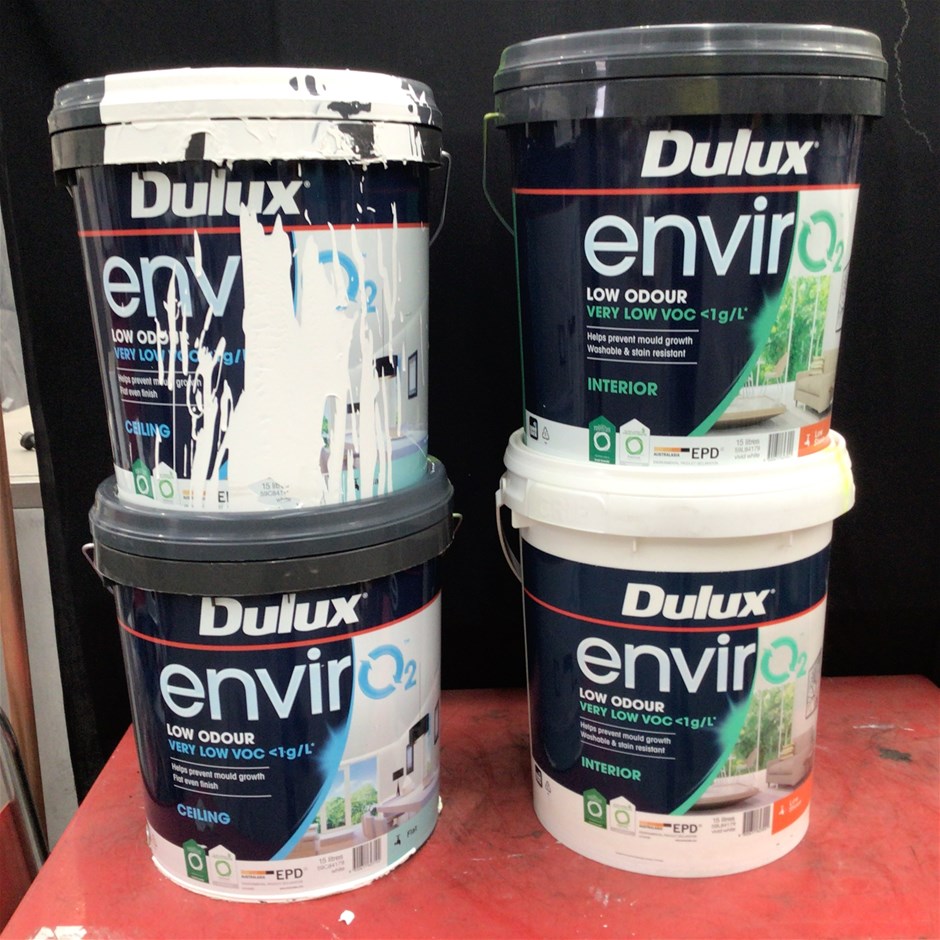 4 x Assorted 15 Litre Tubs of Dulux Enviro Paint Auction (00403024884
