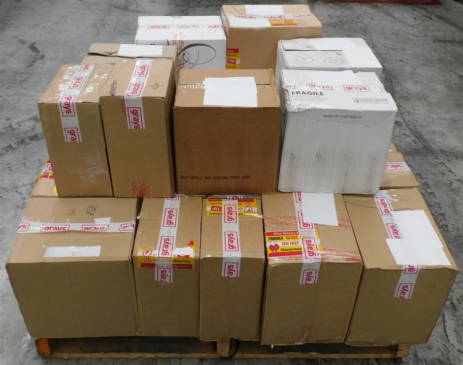 P/Up Pallet of Wine Approx 24 Assorted Cartons of Wine & 20 Cans of ...