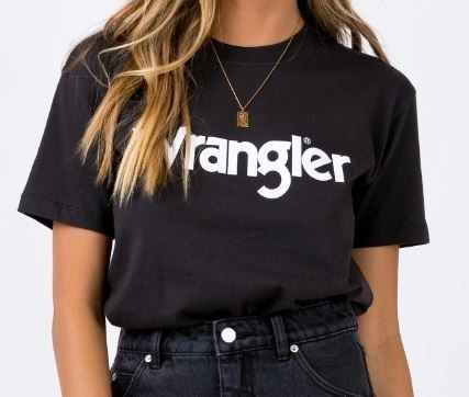 2 x WRANGLER Women's Classic Tee, Size 6, 100% Cotton, Washed Black (M84).