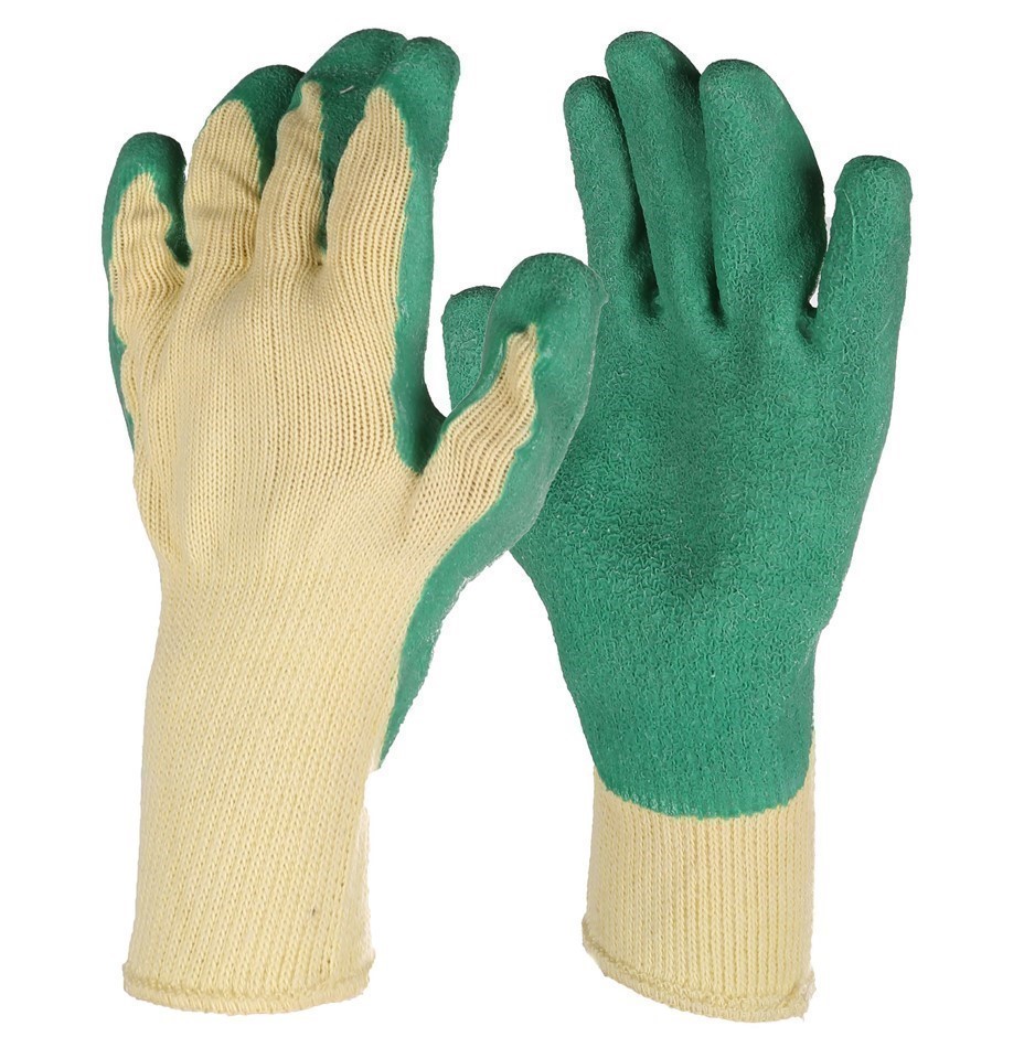 12 Pairs x Industrial Work Gloves, Size XL, Crinkled Latex Palm Cotton.