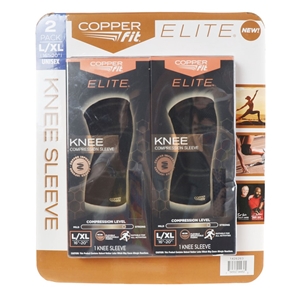 2 x 2pk COPPER FIT Elite Knee Sleeve, Size L/XL, Black. N.B: 1 x sleeve mis  Auction