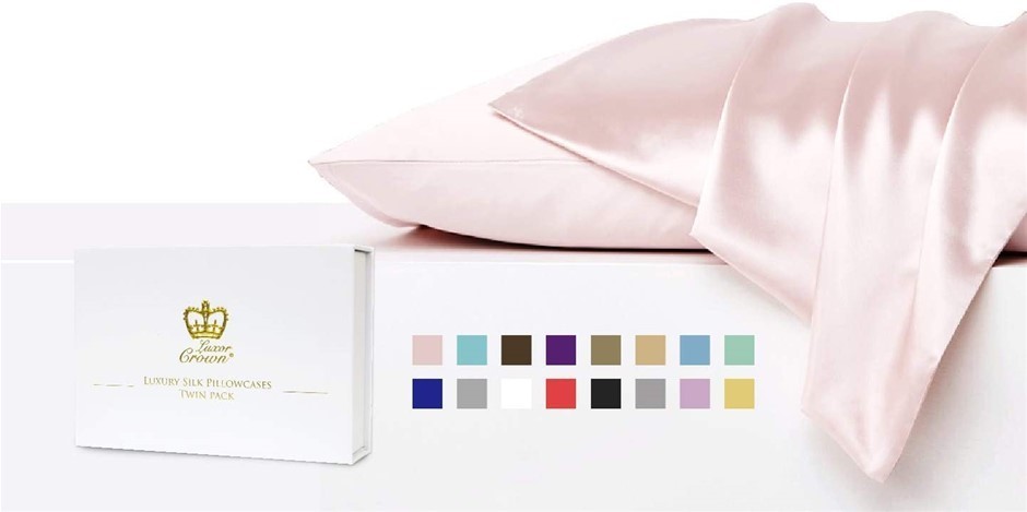 LUXOR Crown Mulberry Silk Standard Pillowcases, Set of 2, 48 x 73cm, Colour