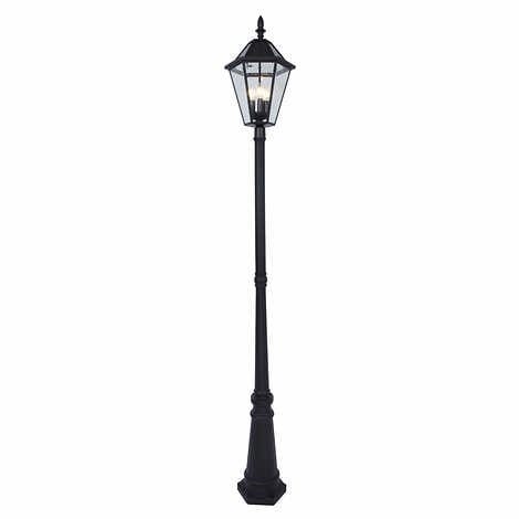 LUTEC Outdoor LED Solar Post Light 2.25M High Black Aluminium, 300 Lumens.