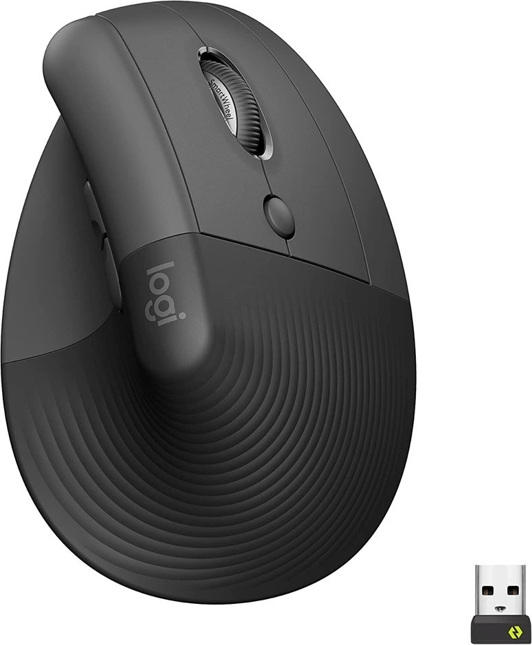 LOGITECH Lift Vertical Ergonomic Mouse, Graphite.