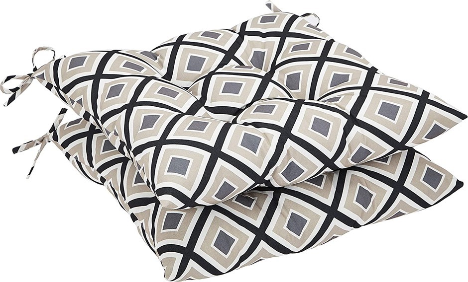 AMAZON BASICS Tufted Outdoor Square Seat Patio Cushion, Pack of 2, 48.26 x