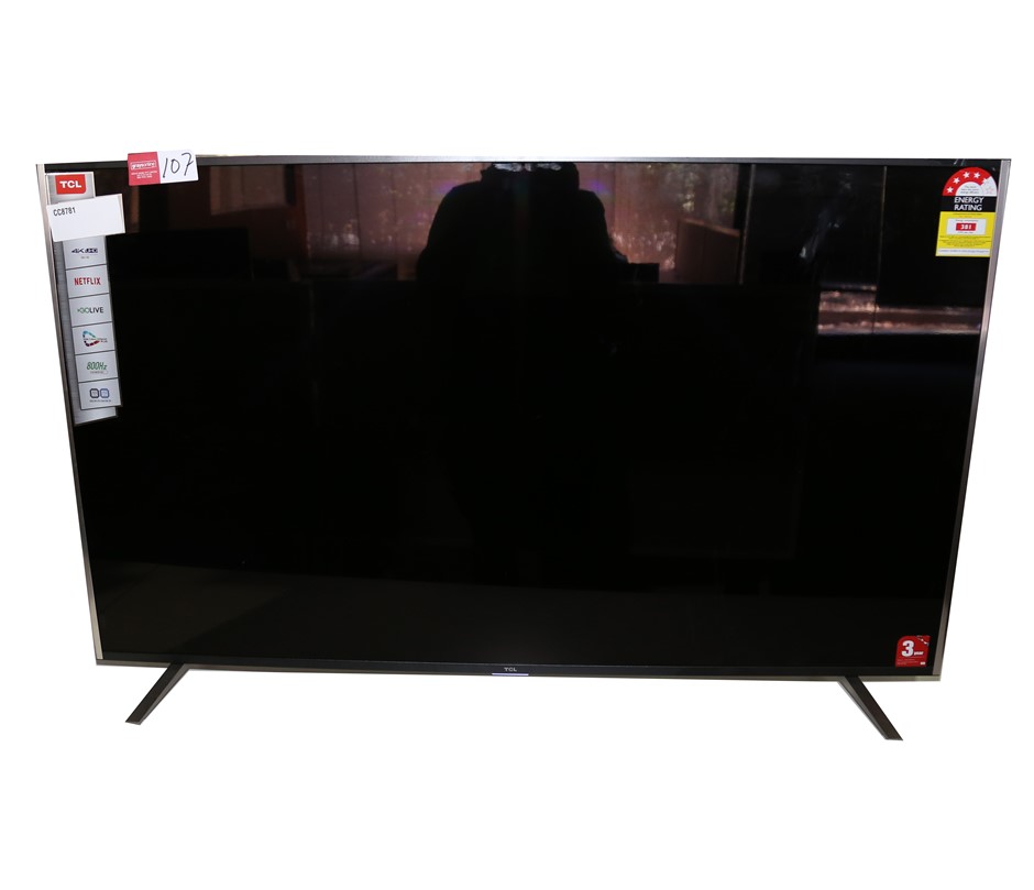 TCL 55inch TV Model 55C1US, c/w Remote, Power Cable. NB: Has been used ...