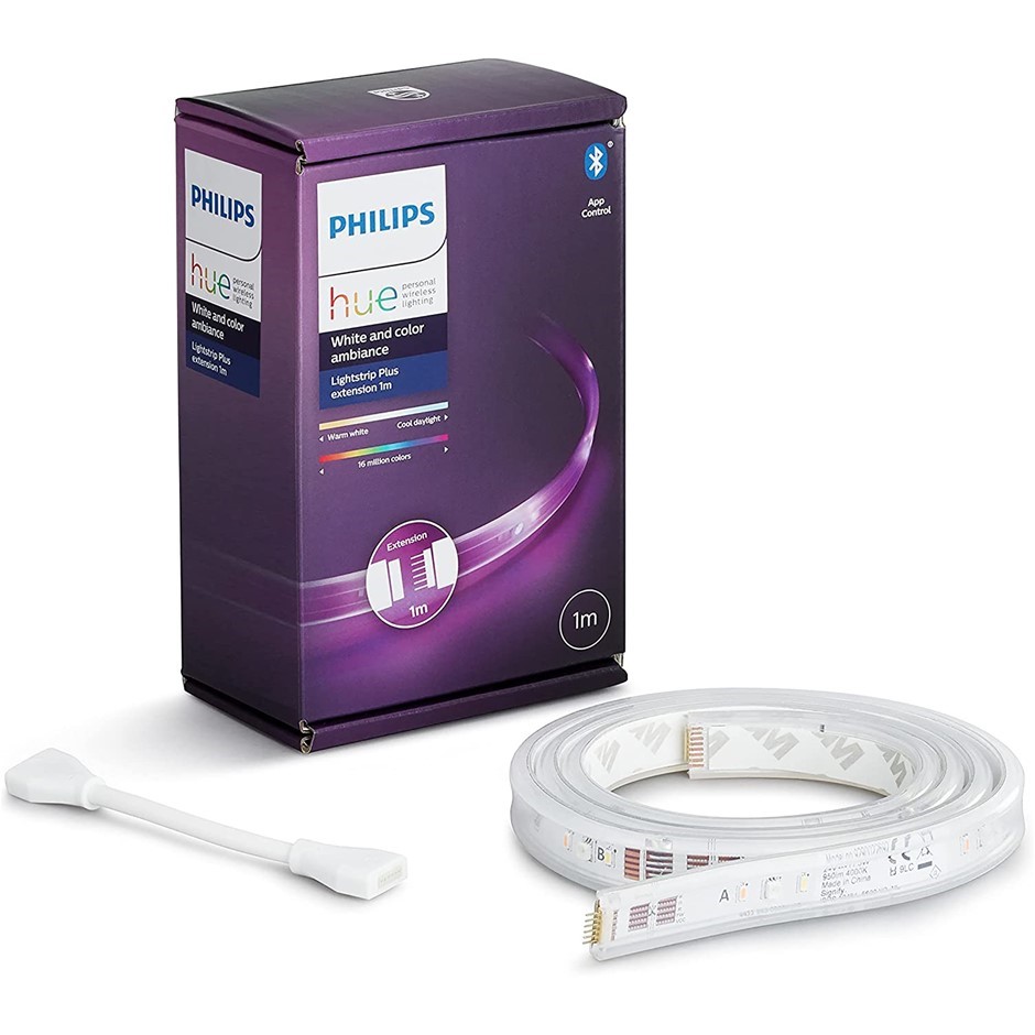 PHILIPS Hue LightStrip Plus Dimmable LED Smart Light Extension, 1m, White,