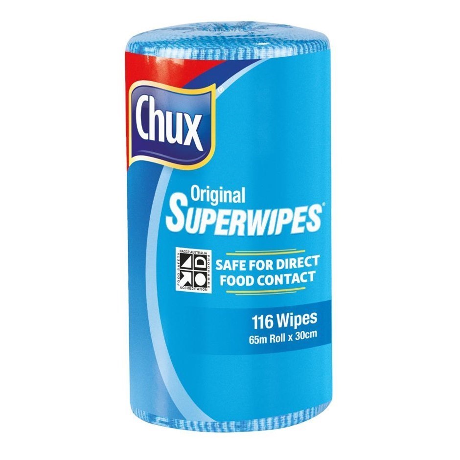 2 Rolls x CHUX Original Super Wipes 116pk, Blue. N.B: not in original packa