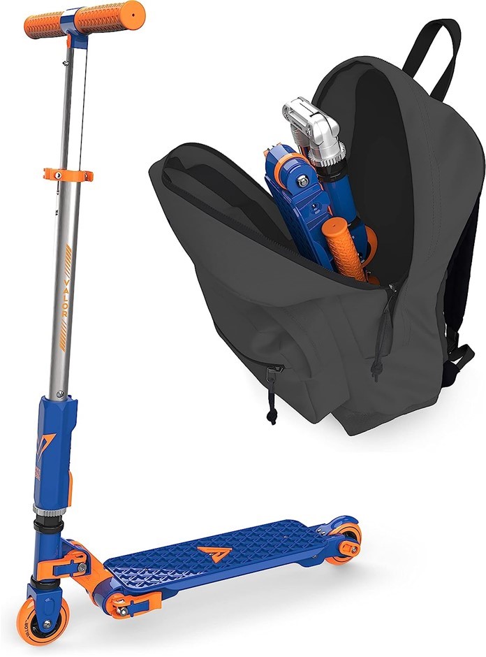 VALOR Kick Scooter Toy, Light Foldable Scooter Kids, Ages 8-12 and Up, Blue