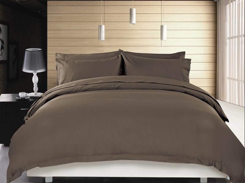 1200 TC Quilt Cover Set Single Chocolate