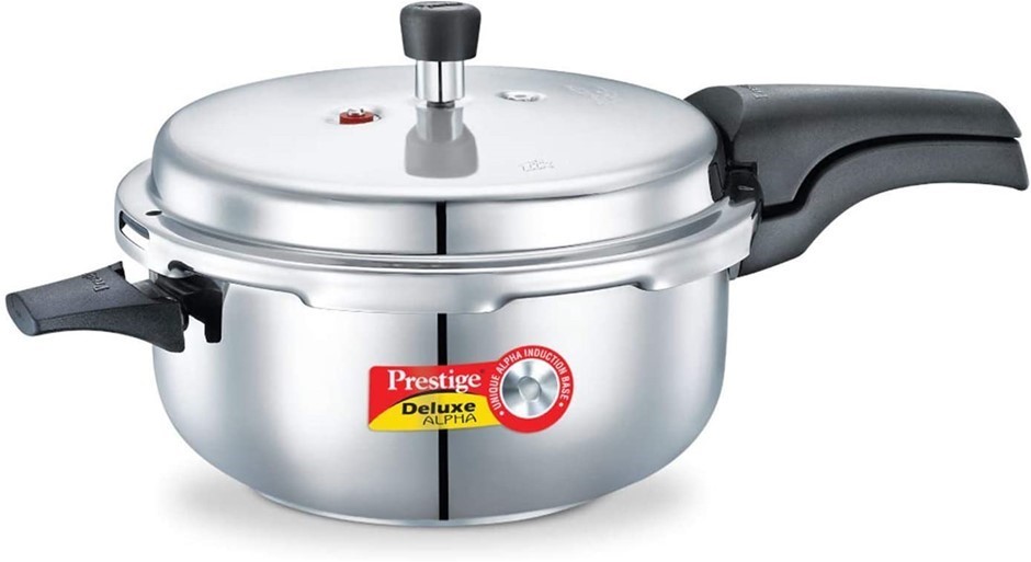 PRESTIGE 5L Alpha Deluxe Induction Base Stainless Steel Deep Pressure Pan.
