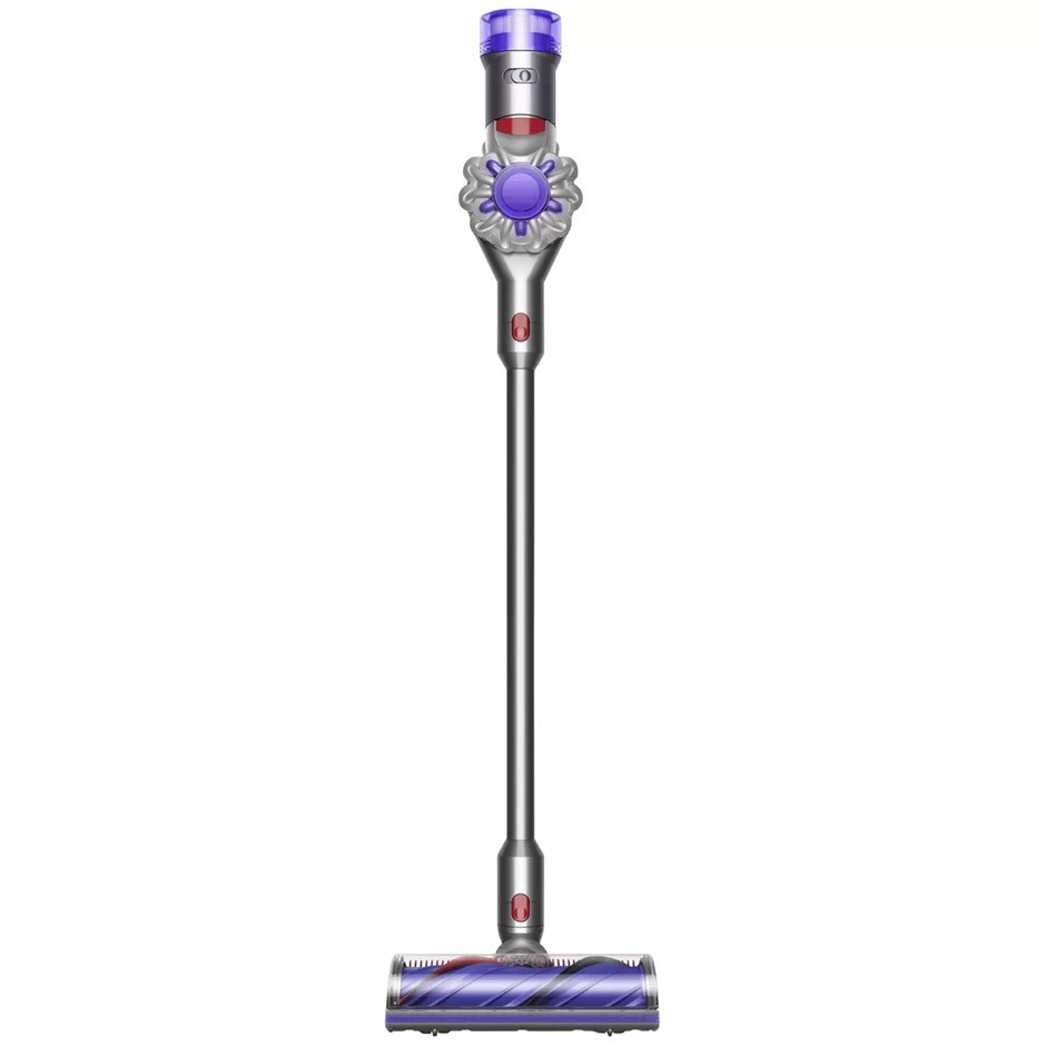 DYSON V8 Stick Vacuum, Silver/Nickel, Model 394437-01. NB: Well used, not i