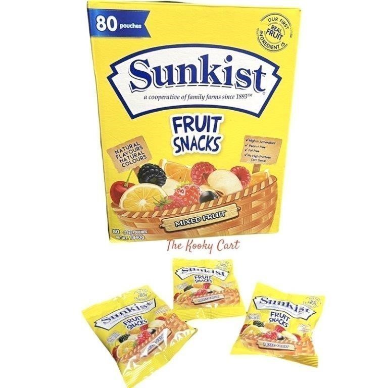 2 x SUNKIST 80pk Fruit Snacks, Mixed Fruits,1840g. NB Damaged