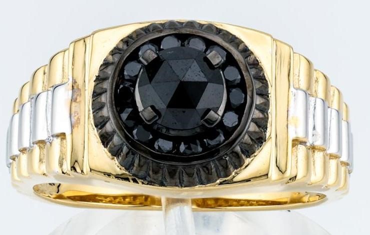Mens 0.20ct Diamond Ring 9ct White & Yellow Gold main image 1