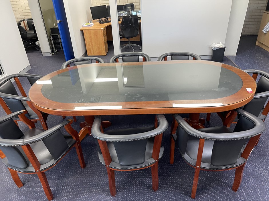 Boardroom table and chairs Auction (03155053700) Grays Australia