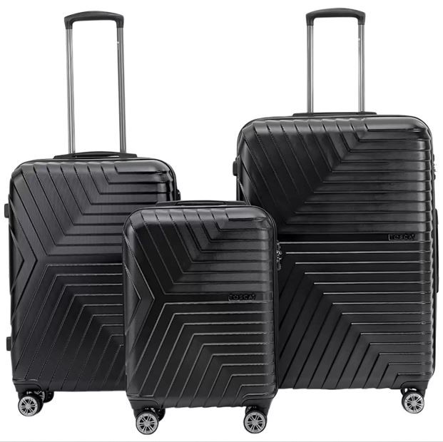 TOSCA Huston 3pc Hardside Luggage Suitcase Set, Black, Large 120L