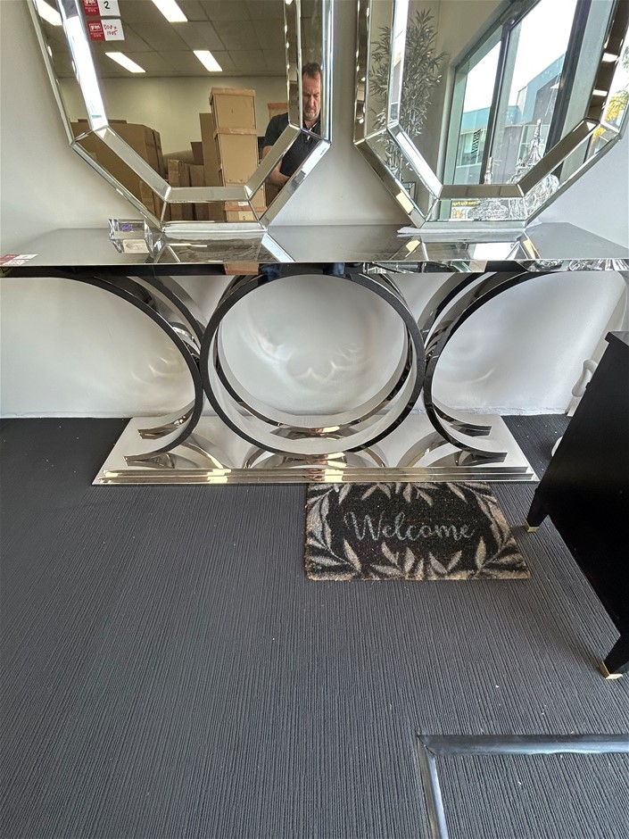 1 x Mirror Finish Metal Wall Console Unit Auction (0001-5054171 ...